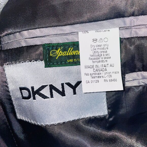 DKNY Mens M Blazer Gray Black Windowpane Plaid Suit Jacket - Picture 11 of 12